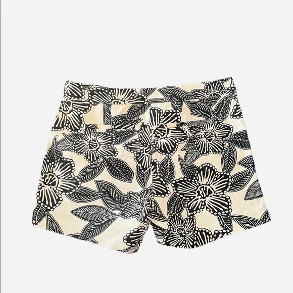 Women’s Shorts J. CREW Black White Polynesian Floral Shorts Cotton Shorts - Picture 4 of 6